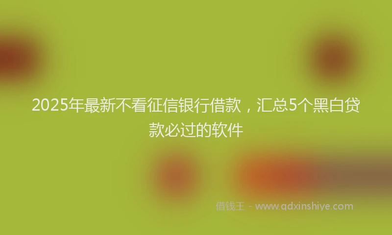 2025年最新不看征信银行借款，汇总5个黑白贷款必过的软件