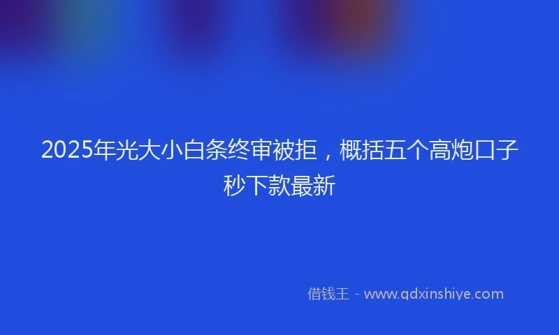 2025年光大小白条终审被拒，概括五个高炮口子秒下款最新