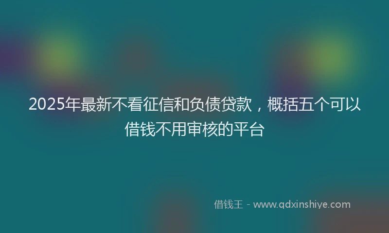 2025年最新不看征信和负债贷款，概括五个可以借钱不用审核的平台