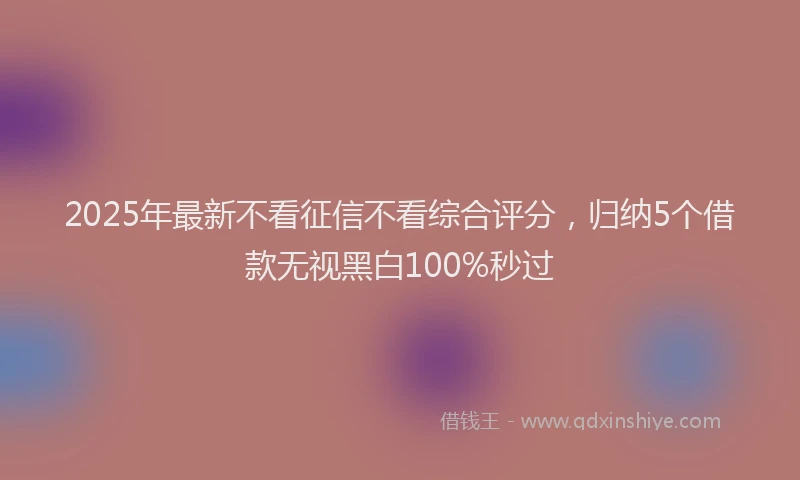 2025年最新不看征信不看综合评分，归纳5个借款无视黑白100%秒过