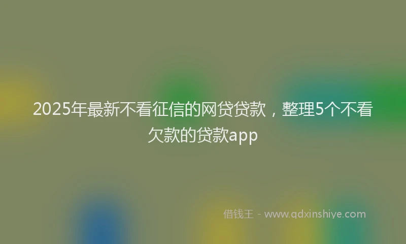 2025年最新不看征信的网贷贷款，整理5个不看欠款的贷款app