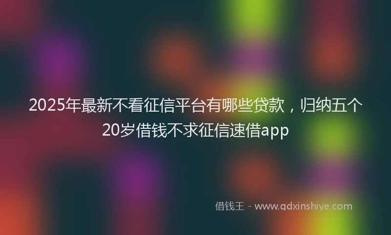 2025年最新不看征信平台有哪些贷款，归纳五个20岁借钱不求征信速借app