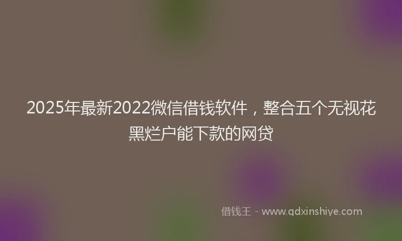 2025年最新2022微信借钱软件，整合五个无视花黑烂户能下款的网贷