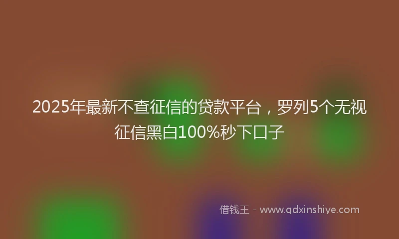 2025年最新不查征信的贷款平台，罗列5个无视征信黑白100%秒下口子