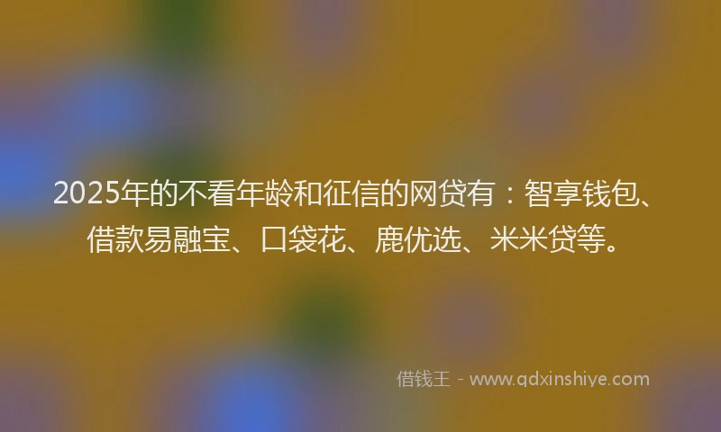 2025年的不看年龄和征信的网贷有：智享钱包、借款易融宝、口袋花、鹿优选、米米贷等。