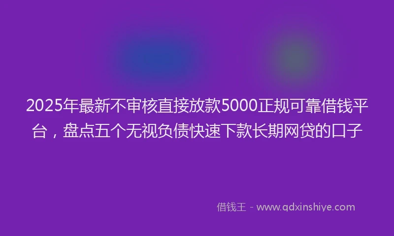 2025年最新不审核直接放款5000正规可靠借钱平台，盘点五个无视负债快速下款长期网贷的口子