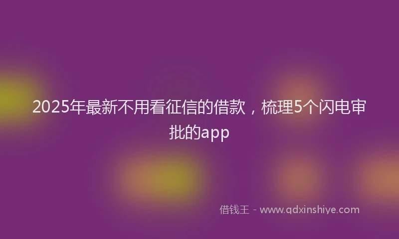 2025年最新不用看征信的借款，梳理5个闪电审批的app