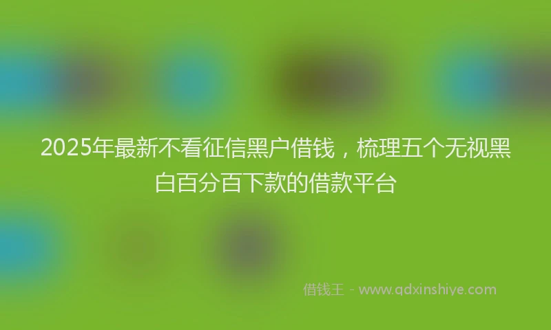 2025年最新不看征信黑户借钱，梳理五个无视黑白百分百下款的借款平台
