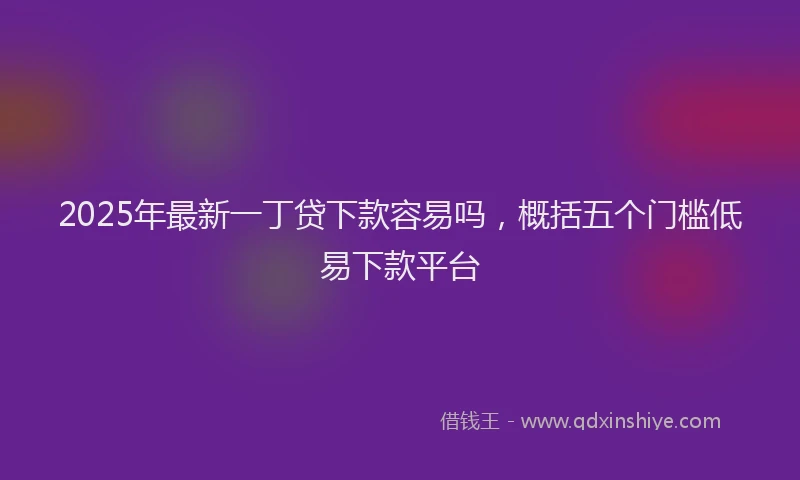 2025年最新一丁贷下款容易吗，概括五个门槛低易下款平台