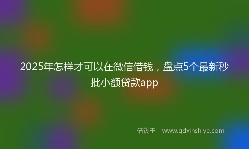 2025年怎样才可以在微信借钱，盘点5个最新秒批小额贷款app