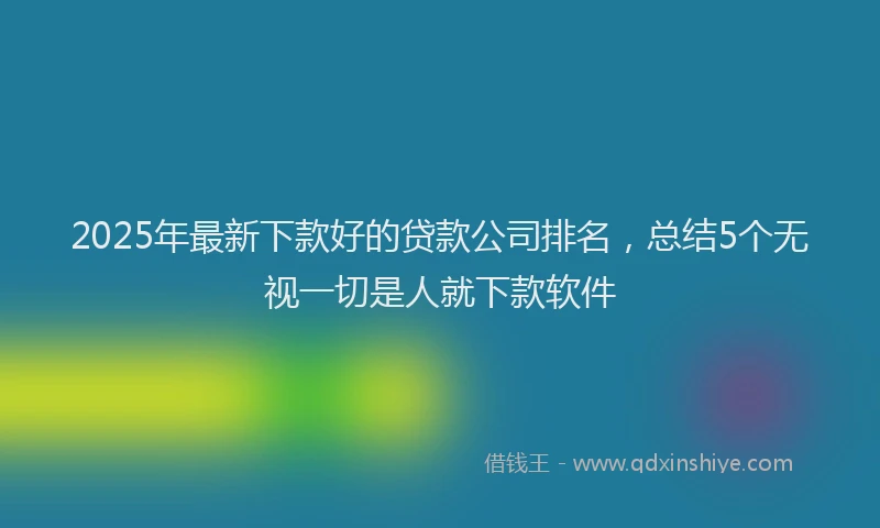 2025年最新下款好的贷款公司排名，总结5个无视一切是人就下款软件
