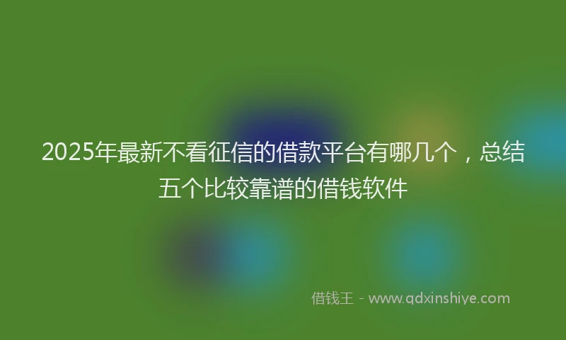 2025年最新不看征信的借款平台有哪几个，总结五个比较靠谱的借钱软件