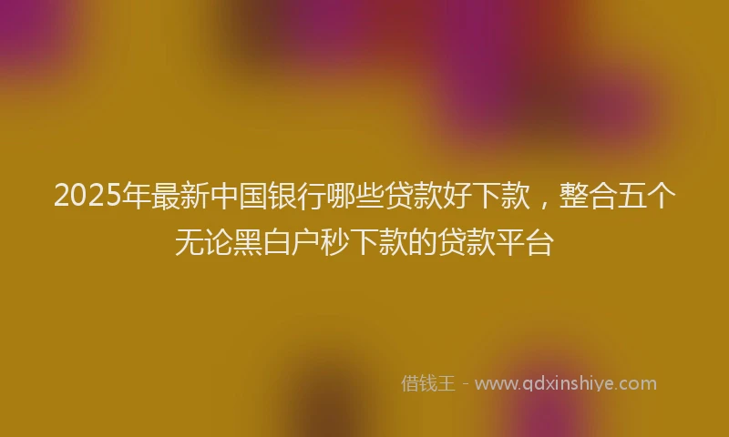 2025年最新中国银行哪些贷款好下款，整合五个无论黑白户秒下款的贷款平台