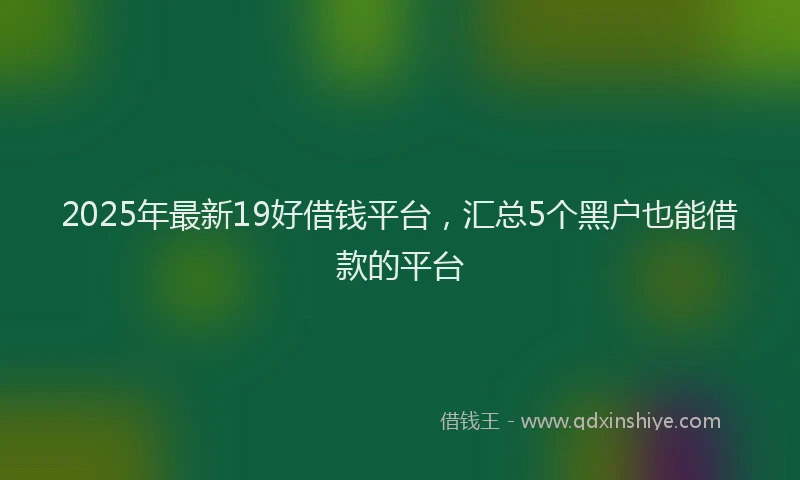 2025年最新19好借钱平台，汇总5个黑户也能借款的平台