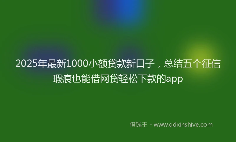 2025年最新1000小额贷款新口子，总结五个征信瑕疵也能借网贷轻松下款的app
