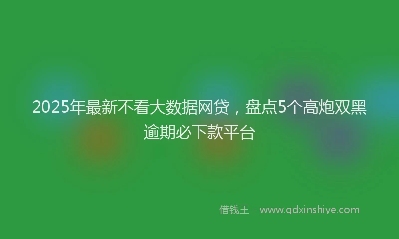 2025年最新不看大数据网贷，盘点5个高炮双黑逾期必下款平台