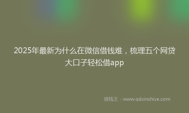 2025年最新为什么在微信借钱难，梳理五个网贷大口子轻松借app