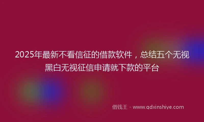 2025年最新不看信征的借款软件，总结五个无视黑白无视征信申请就下款的平台