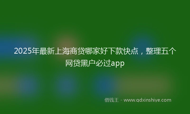 2025年最新上海商贷哪家好下款快点，整理五个网贷黑户必过app