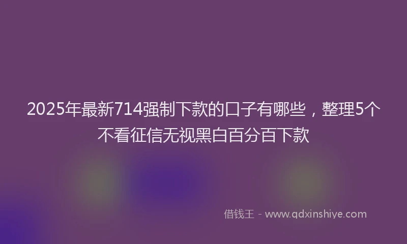 2025年最新714强制下款的口子有哪些，整理5个不看征信无视黑白百分百下款