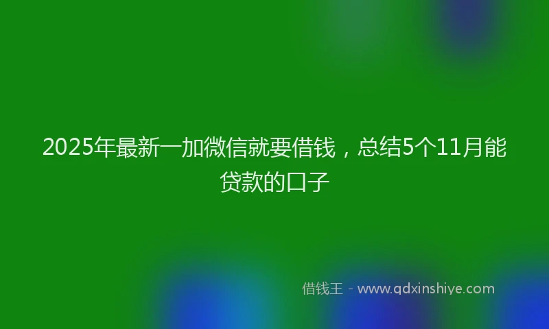 2025年最新一加微信就要借钱，总结5个11月能贷款的口子