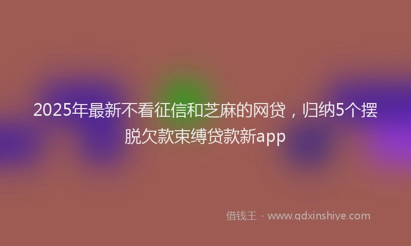 2025年最新不看征信和芝麻的网贷，归纳5个摆脱欠款束缚贷款新app