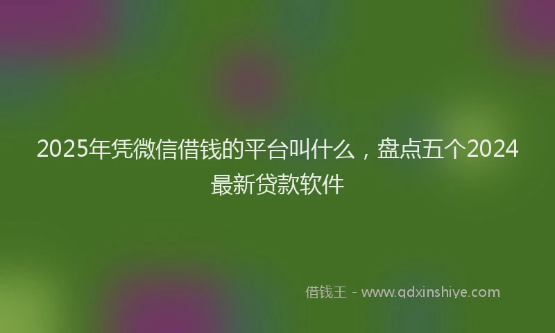 2025年凭微信借钱的平台叫什么，盘点五个2024最新贷款软件