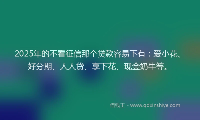 2025年的不看征信那个贷款容易下有：爱小花、好分期、人人贷、享下花、现金奶牛等。