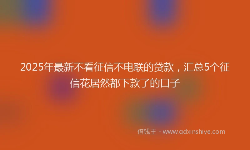 2025年最新不看征信不电联的贷款，汇总5个征信花居然都下款了的口子