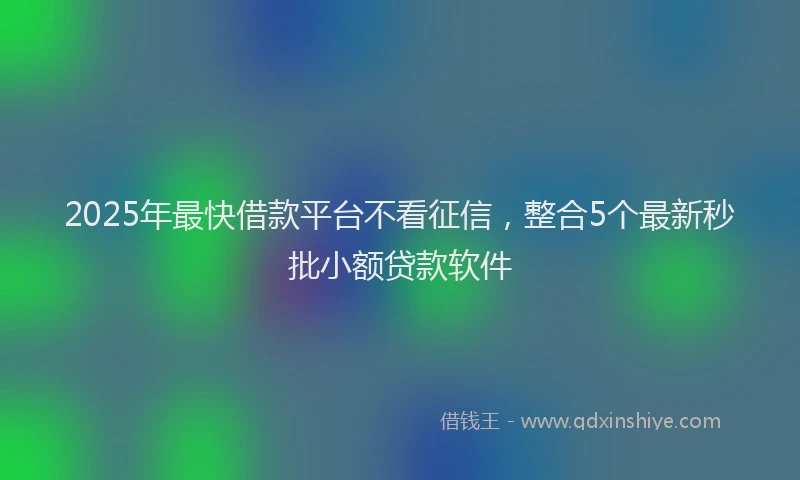 2025年最快借款平台不看征信，整合5个最新秒批小额贷款软件