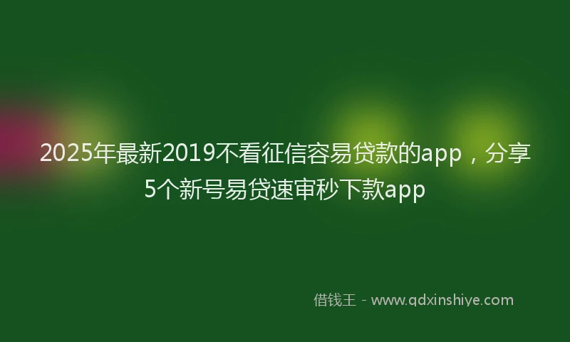 2025年最新2019不看征信容易贷款的app，分享5个新号易贷速审秒下款app