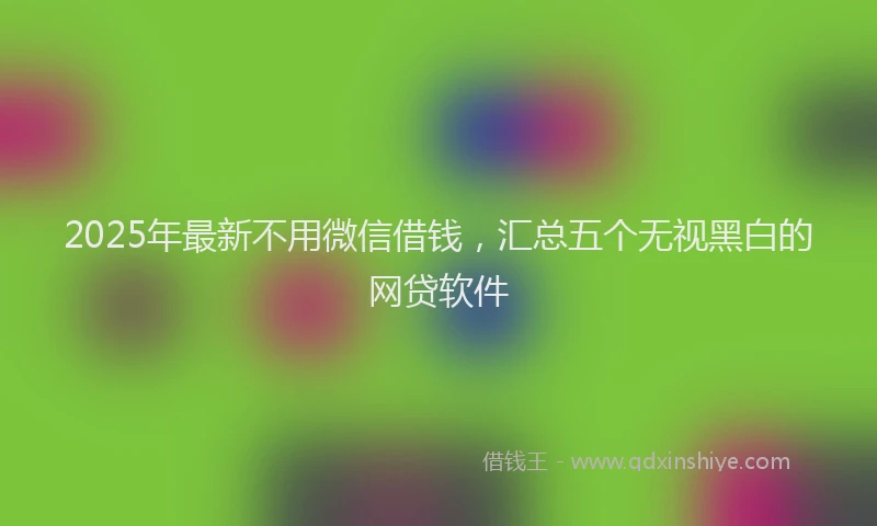 2025年最新不用微信借钱，汇总五个无视黑白的网贷软件