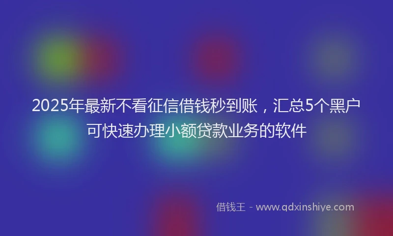 2025年最新不看征信借钱秒到账，汇总5个黑户可快速办理小额贷款业务的软件