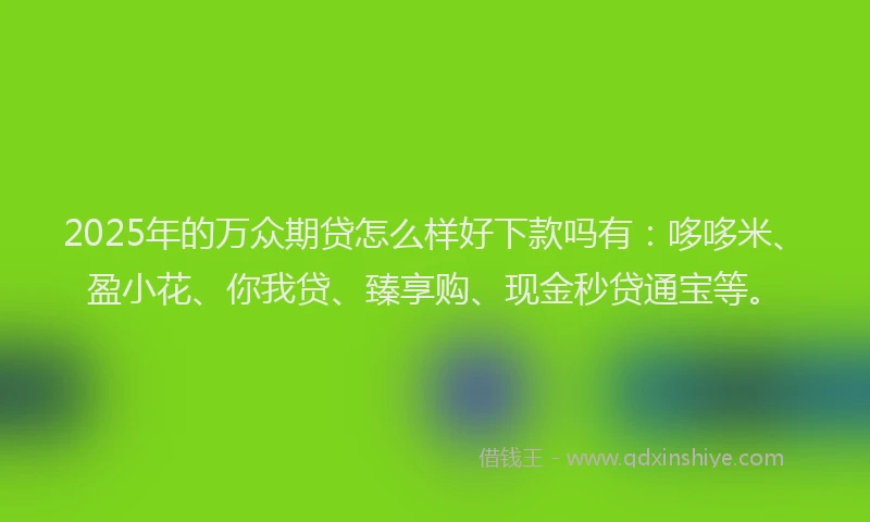 2025年的万众期贷怎么样好下款吗有：哆哆米、盈小花、你我贷、臻享购、现金秒贷通宝等。