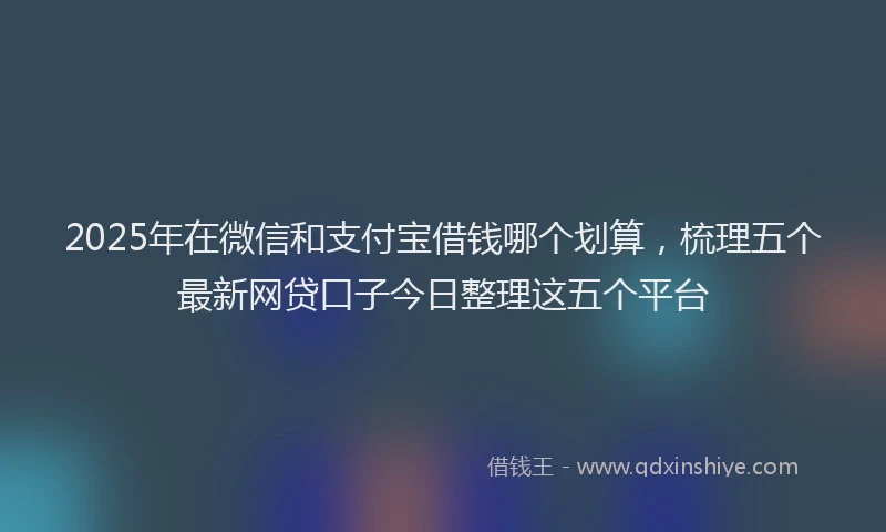 2025年在微信和支付宝借钱哪个划算，梳理五个最新网贷口子今日整理这五个平台