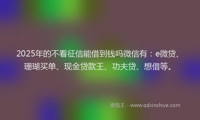 2025年的不看征信能借到钱吗微信有：e微贷、珊瑚买单、现金贷款王、功夫贷、想借等。