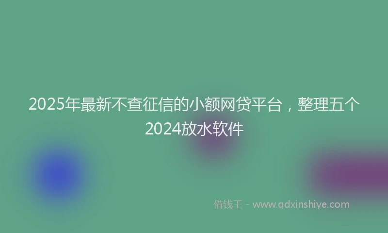 2025年最新不查征信的小额网贷平台，整理五个2024放水软件