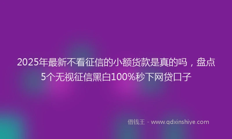 2025年最新不看征信的小额货款是真的吗，盘点5个无视征信黑白100%秒下网贷口子