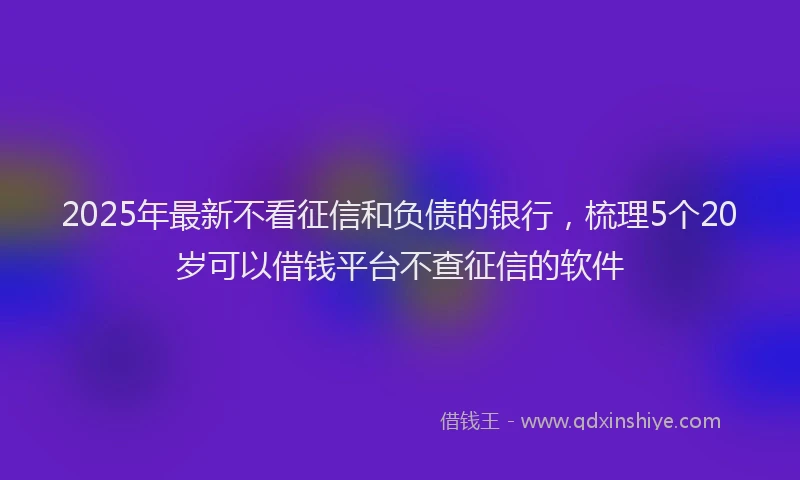 2025年最新不看征信和负债的银行，梳理5个20岁可以借钱平台不查征信的软件