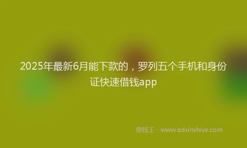 2025年最新6月能下款的，罗列五个手机和身份证快速借钱app