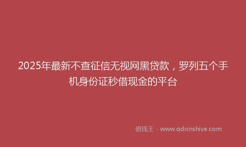 2025年最新不查征信无视网黑贷款，罗列五个手机身份证秒借现金的平台