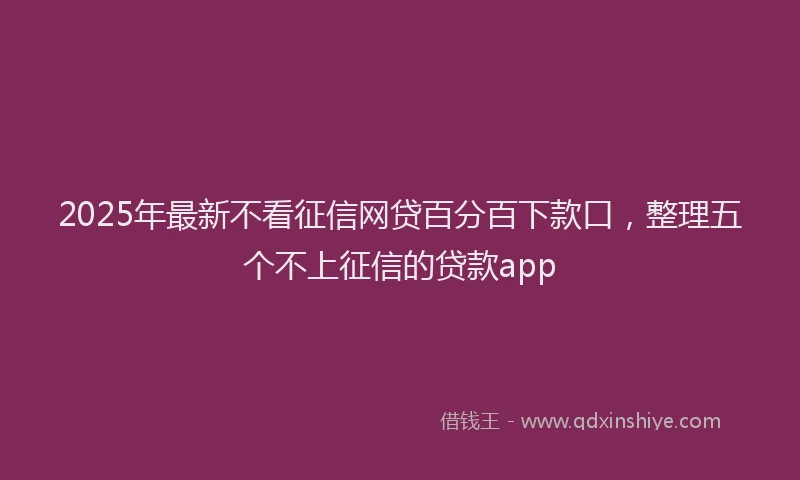 2025年最新不看征信网贷百分百下款口，整理五个不上征信的贷款app
