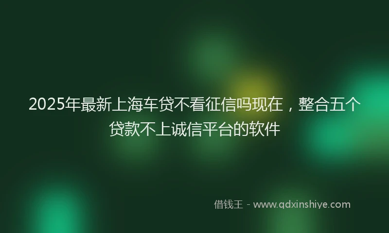 2025年最新上海车贷不看征信吗现在，整合五个贷款不上诚信平台的软件
