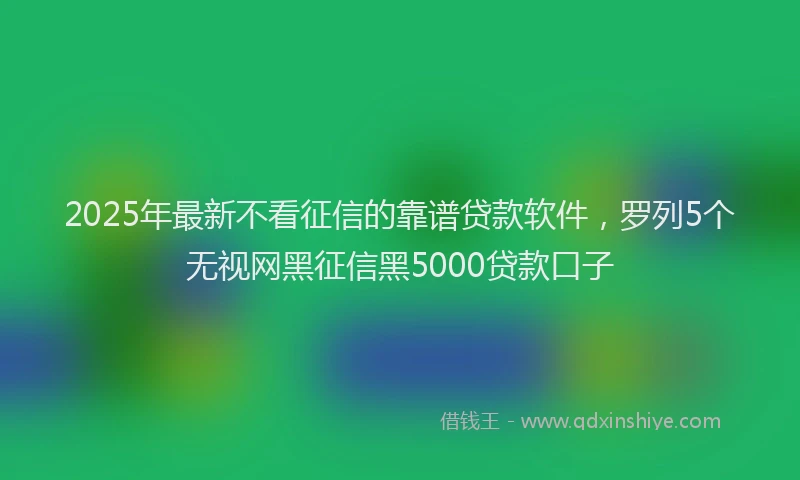 2025年最新不看征信的靠谱贷款软件，罗列5个无视网黑征信黑5000贷款口子