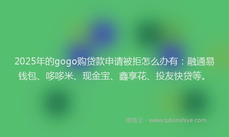 2025年的gogo购贷款申请被拒怎么办有：融通易钱包、哆哆米、现金宝、鑫享花、投友快贷等。