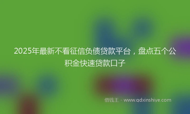 2025年最新不看征信负债贷款平台，盘点五个公积金快速贷款口子