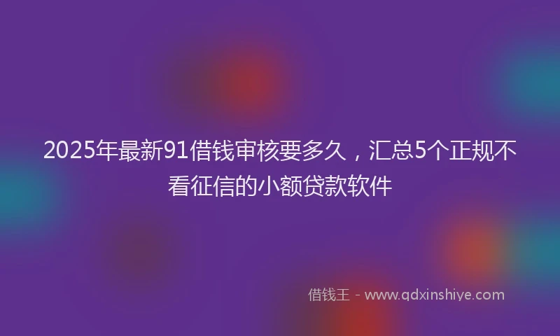 2025年最新91借钱审核要多久，汇总5个正规不看征信的小额贷款软件