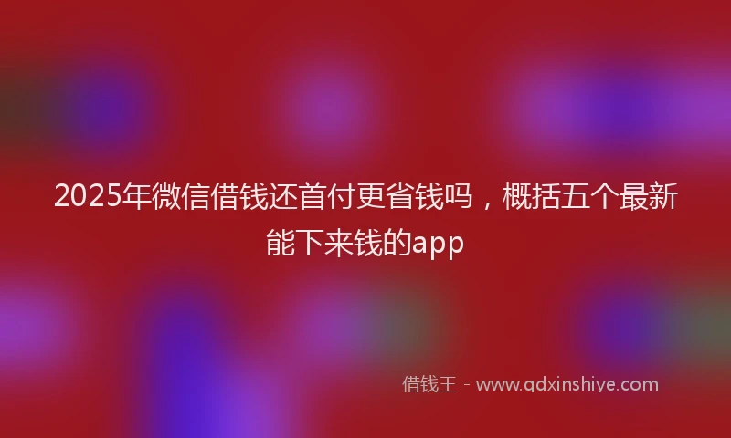 2025年微信借钱还首付更省钱吗，概括五个最新能下来钱的app