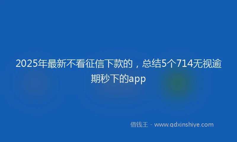 2025年最新不看征信下款的，总结5个714无视逾期秒下的app