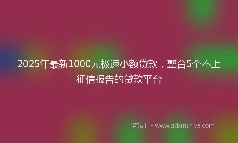 2025年最新1000元极速小额贷款，整合5个不上征信报告的贷款平台